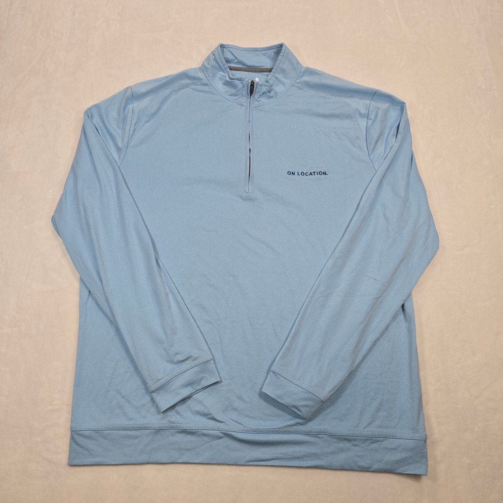 johnnie-O Mens Large Light Blue On Location Performance Quarter Zip Pullover